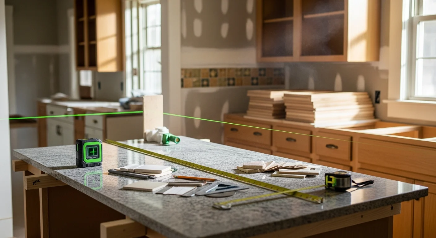 A finished kitchen remodel inside a Greenville, SC home, showing new cabinetry, updated countertops, and modern lighting. The space reflects a clean, functional layout suited to the Upstate South Carolina housing stock.